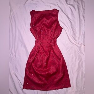 City Triangles 90s vintage Red Sleeveless Embroidered Midi Dress